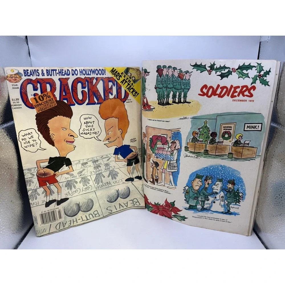 Lot 2 Vintage‎ Magazines Cracked 1997 Beavis & Butt-Head + Soldiers 1972